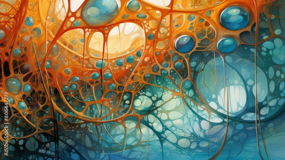 Wall mural abstract organic fluid art background