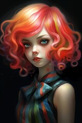 Vibrant and Colorful Portrait of a Stylized Woman