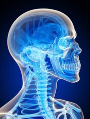 Detailed x-ray view of the human skull and brain