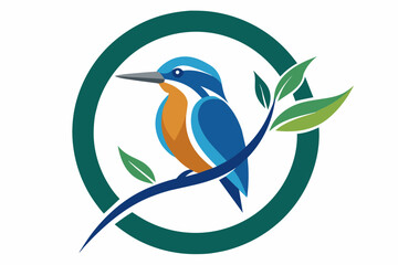 kingfisher Vector illustration, silhouette on white background, icon, svg, characters, Holiday t shirt, Hand drawn trendy Vector illustration, blue bird on a branch