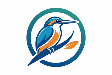 kingfisher Vector illustration, silhouette on white background, icon, svg, characters, Holiday t shirt, Hand drawn trendy Vector illustration, blue bird on a branch