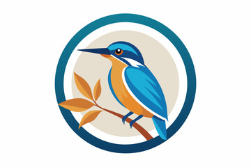 kingfisher Vector illustration, silhouette on white background, icon, svg, characters, Holiday t shirt, Hand drawn trendy Vector illustration, blue bird on a branch