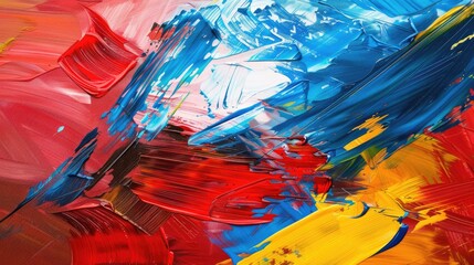 Vibrant color brush strokes create a painted abstract background, textured canvas with modern art allure, Ai Generated.