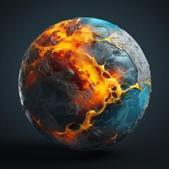 Fiery and icy abstract planet