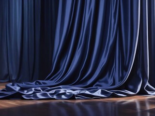 blue stage curtains with spotlight