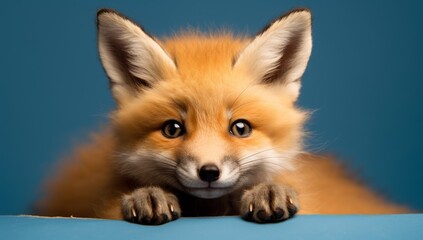 Curious fox peeking from behind