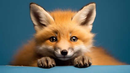 Obraz premium Curious fox peeking from behind