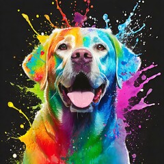 Labrador Retriever with paint splatter