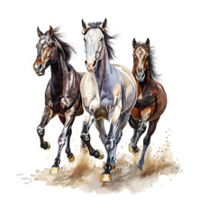 horse run watercolor digital painting good quality