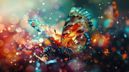 Stylized butterflies with abstract colorful shapes