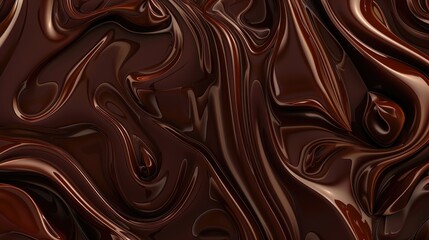 Naklejka premium Melted chocolate swirls in liquid background. Tasty confectionery delight. Ai Generated
