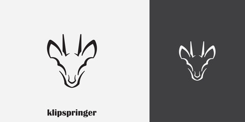 Klipspringer head logo design, in black.Klipspringer logo.