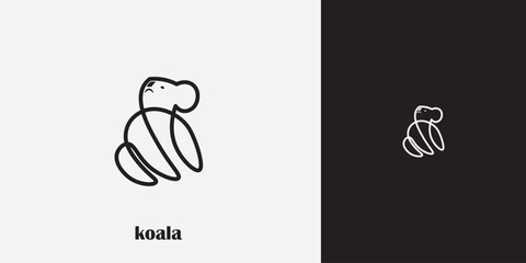 Koala line logo design. Wildlife decorative elements, one continuous line. © Kholil