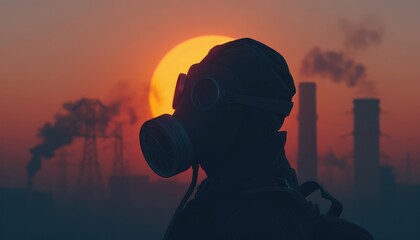 Fototapeta premium Pollution Protection: Gas Mask Illustration