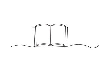 Minimalist open book vector. Simple line drawing. Literature line art. Reading concept Vector