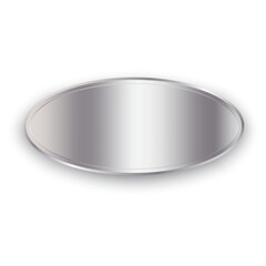 Silver gradient oval. Light to dark gradient. Vector metallic plate.