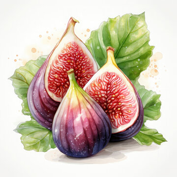 recommend clip art: Watercolor Colorful Fig Illustration, Generative Ai