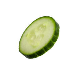 Slice of fresh cucumber isolated on white