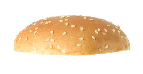 Half of fresh burger bun isolated on white