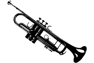 silhouette trumpet wind musical instrument jazz orchestra play music vector image