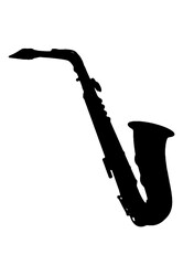silhouette saxophone wind musical instrument orchestra jazz play music vector image