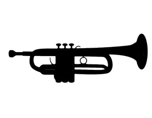 silhouette trumpet wind musical instrument jazz orchestra play music vector image