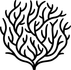 Tumbleweed or thorn bush, black and white line drawing, hand drawn logo design illustration.