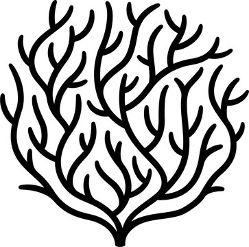recommend clip art: Tumbleweed or thorn bush, black and white line drawing, hand drawn logo design illustration.