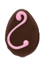 Celebrate Easter, egg shaped individual size frosted and decorated chocolate cake