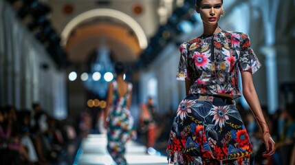 Fototapeta premium Designer label showcased on the runway during a prestigious event