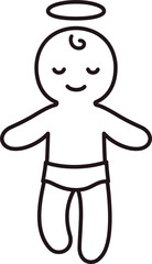 Cute and simple baby Jesus Christ line icon. Hand drawn Catholic Christmas cartoon doodle. Simple drawing illustration.