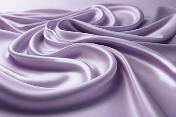 Beautiful silk flowing swirl of pastel gentle calming lilac and light purple cloth background. Mockup template for product presentation. Copy text space