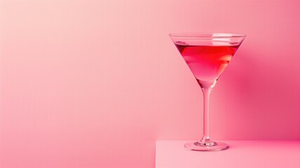 Pink cocktail in martini glass against background