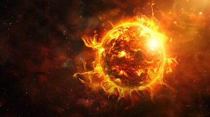 Obraz premium Surface of the sun displays prominences amidst solar radiation and magnetic storms, Ai Generated