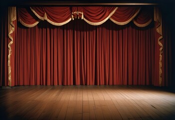theater curtains with a wooden stage floor