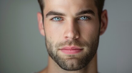 Obraz premium close up of a man with blue eyes and a dark blonde beard