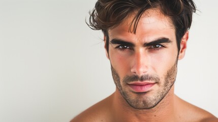 Naklejka premium portrait of a handsome male model with a white background
