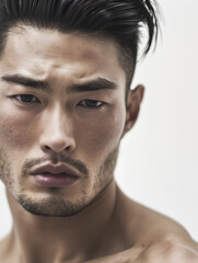 Obraz premium close up portrait of an asian man with stubble
