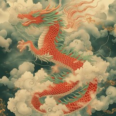 Oriental dragon decorative illustration