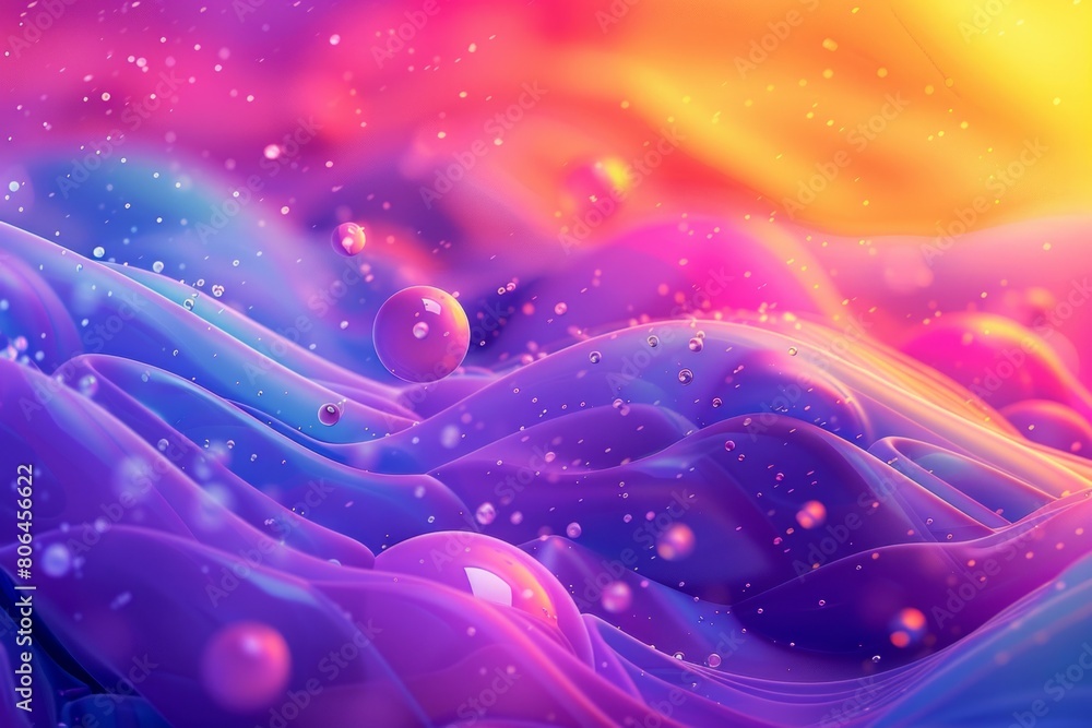 Poster chromatic rhapsody: a colorful abstract canvas with a dynamic purple and orange wave.
