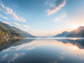 sunset over the lake