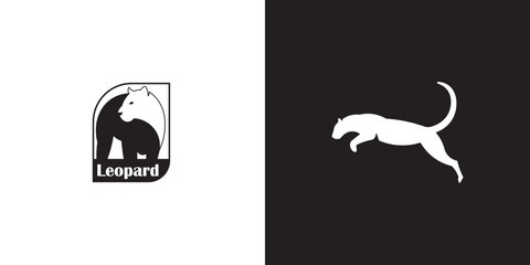 Leopard silhouette logo design. Cougar symbol.