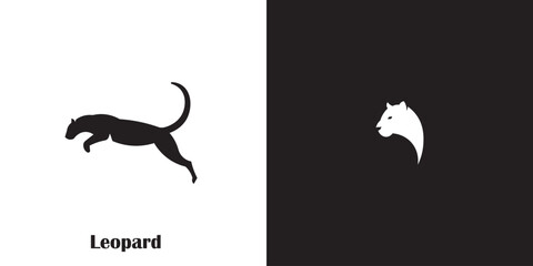Leopard silhouette logo design. Cougar symbol.