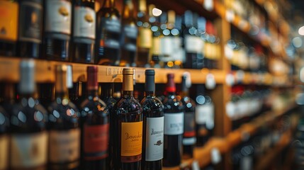 Defocused Blurred Background of a Wine Shop Interior