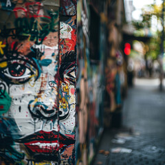 Obraz premium Urban Graffiti Art on Street Walls - Vibrant Street Photography