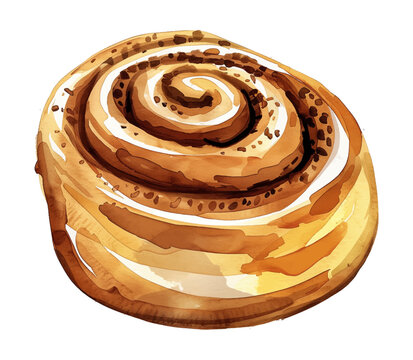 cinnamon roll watercolor digital painting good quality