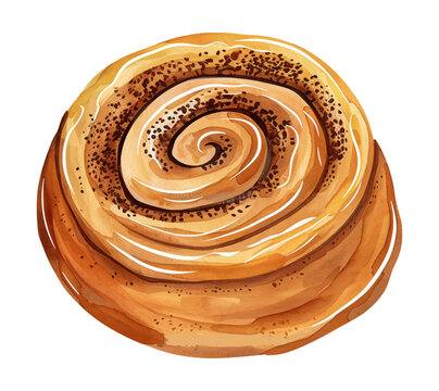 recommend clip art: cinnamon roll watercolor digital painting good quality