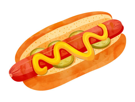 recommend clip art: hotdog watercolor digital painting good quality