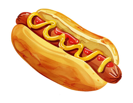 recommend clip art: hotdog watercolor digital painting good quality