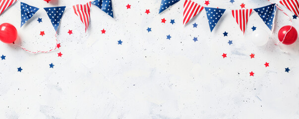 Obraz premium A banner with red, white, and blue stripes and stars